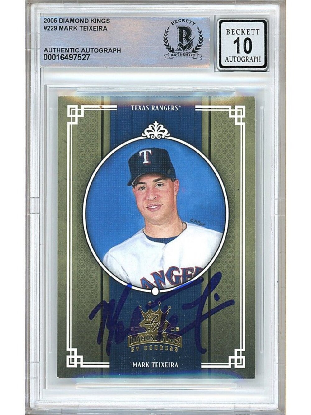 Mark Teixeira Signed 2005 Donruss DK #229 Texas Rangers BAS Slab BGS Auto 10 MLB